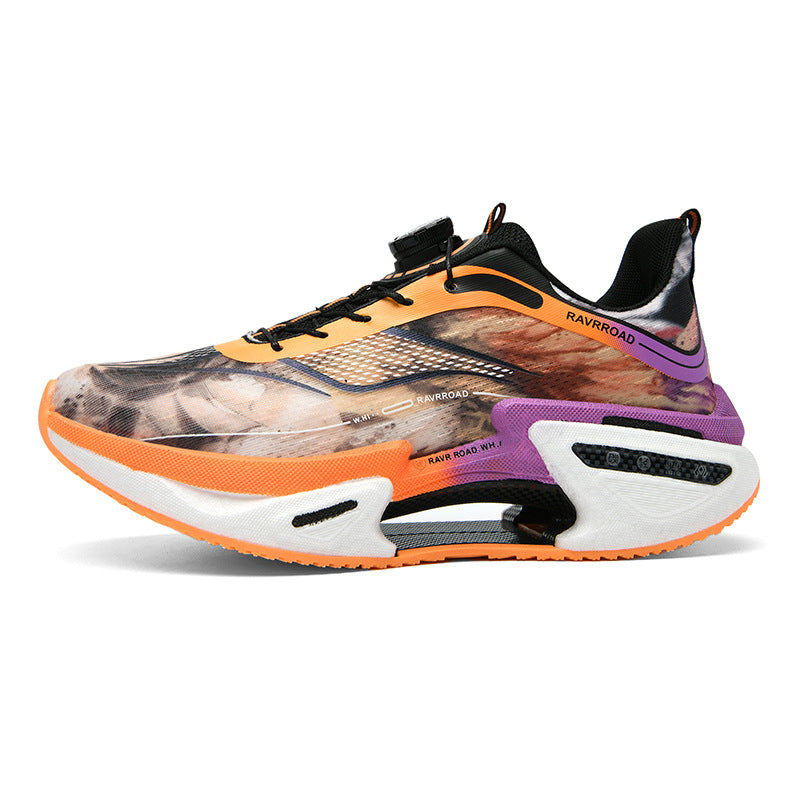 DAJUEYING Real Explosion Protection Carbon Plate High Elastic Cushioning Running Shoes Men and Women Knob Buckle Racing Mesh Breathable Sports Shoes