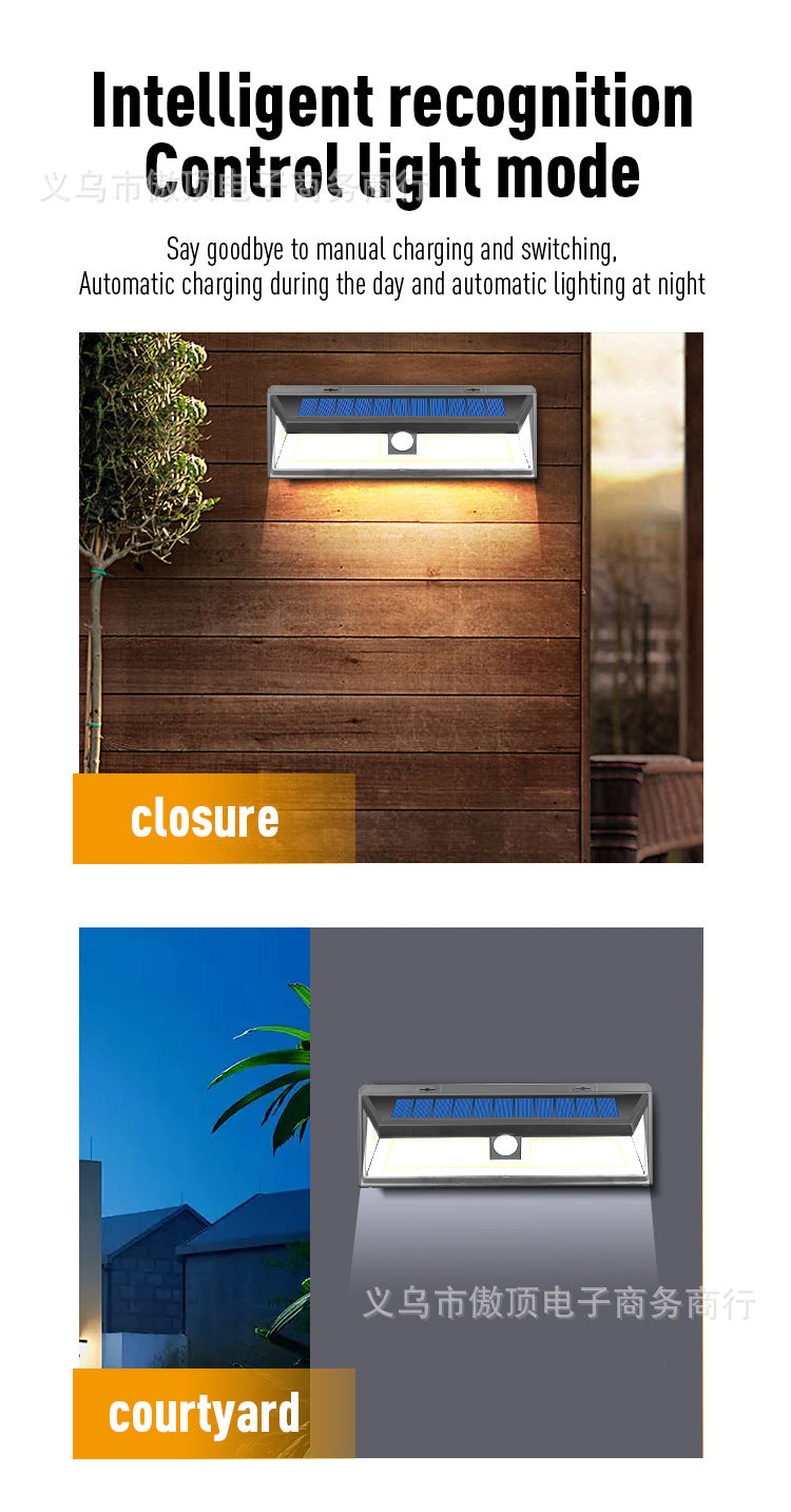 New Solar Wall Light Outdoor Human Body Sensor Light COB Courtyard Home Lighting Street Lamp Waterproof LED Garage Light