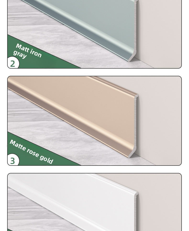 Aluminum alloy baseboard minimalist and ultra-thin4/6/8cm Self-adhesive, no-drill stainless steel metal baseboard wholesale