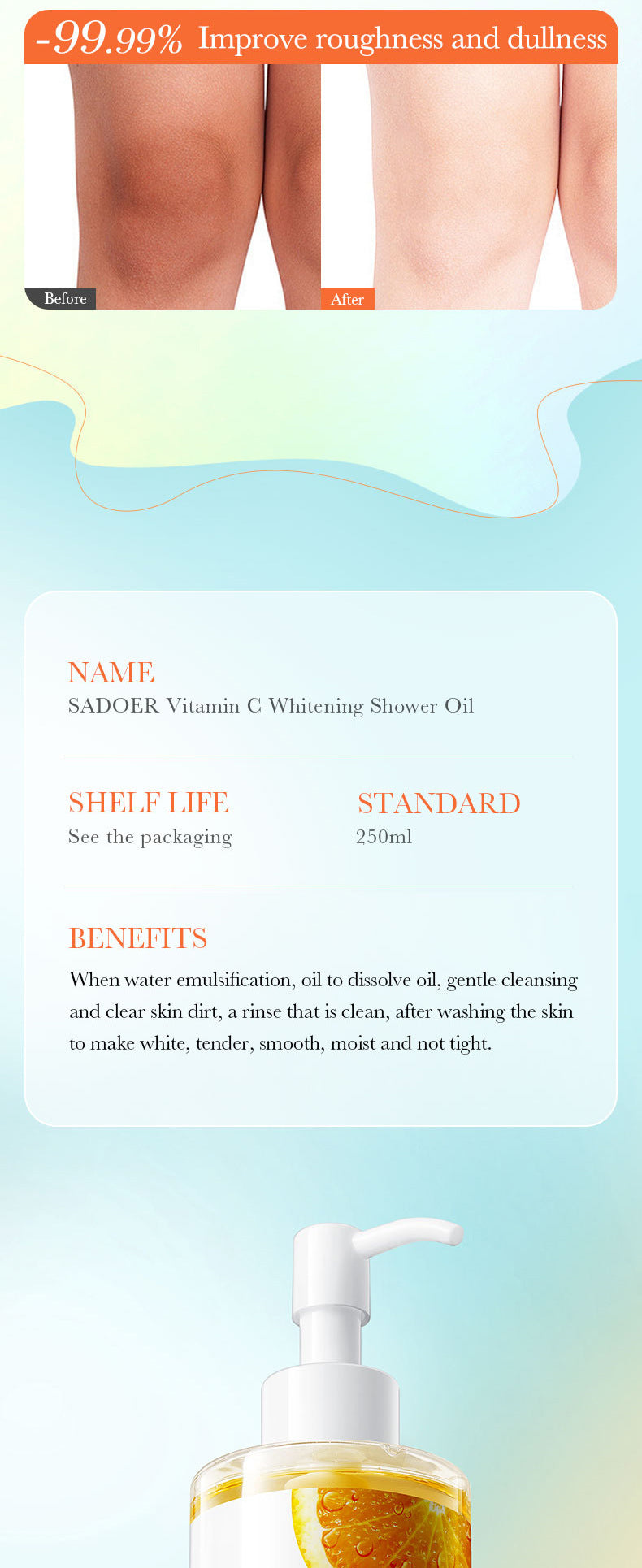 All English Vitamins C Whitening Bath Oil SADOER Deep Cleansing Body Wash  Wholesale