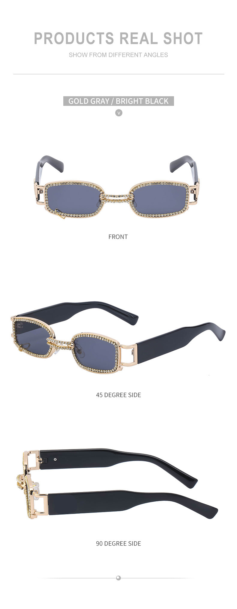 Korean Style gm Big Brand Same Style Sunglasses for Women Small Frame Hanging Ring Sunglasses for Men ins Diamond-encrusted Sunscreen Internet Celebrity Sunglasses