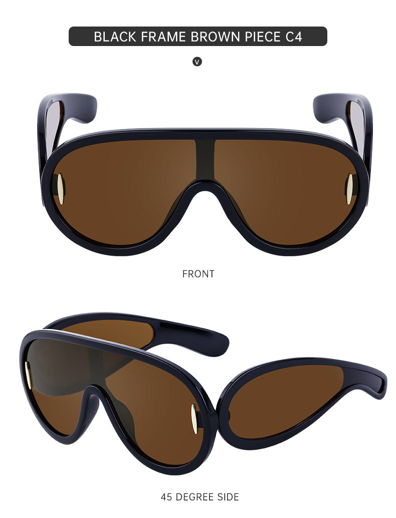 INS One-piece Large Frame Sunglasses for Women, European and American Fashion Sports Cycling Sunglasses, Windproof Glasses Wholesale