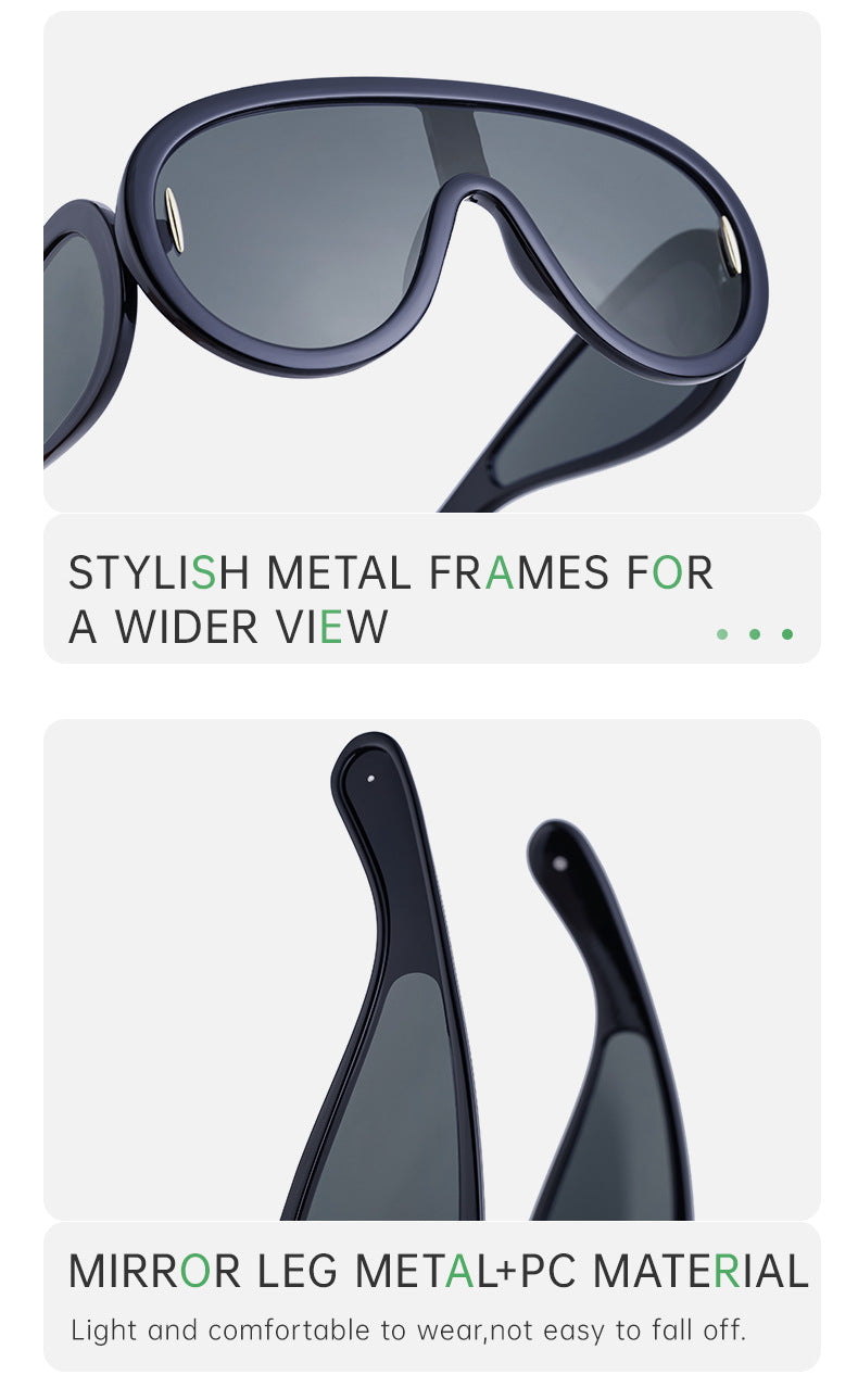 INS One-piece Large Frame Sunglasses for Women, European and American Fashion Sports Cycling Sunglasses, Windproof Glasses Wholesale