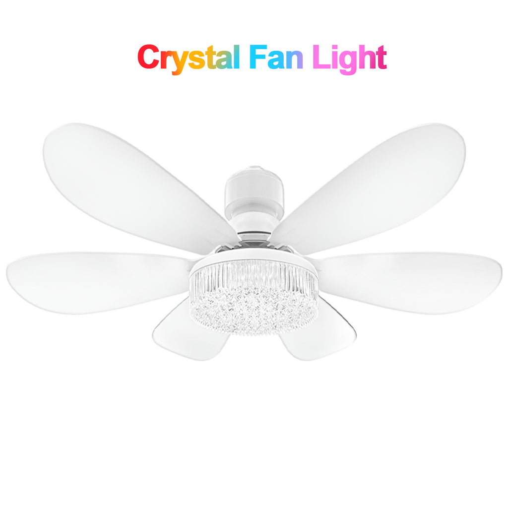 40W Crystal Fan Light Ceiling Fan Light Flower-Shaped Fan Light Living Room Ceiling Fan Light Simple Detachable Fan Blade Light Colorful