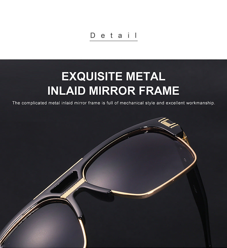 Glasses for Men Driving Special European and American Large Frame Sunglasses Men's High-end Sense Retro Trend Sunscreen Sunshade Full Frame Sunglasses