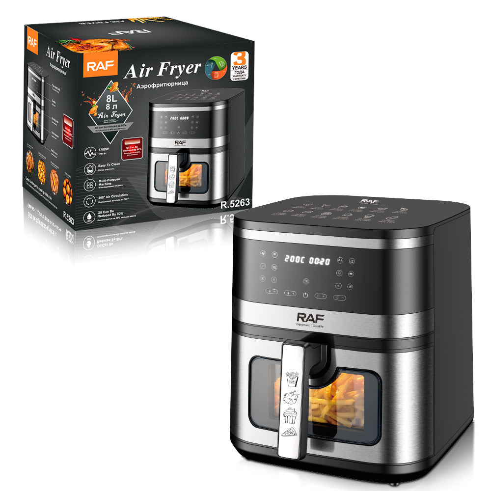 RAF European Standard US Standard Household Air Fryer Large Capacity Electronic Touchscreen Oil-Free Fries Electric Fryer8L