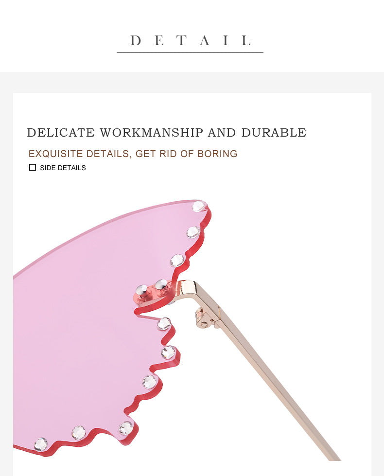 New Style Sunglasses for Women with Rhinestones Butterfly Sunglasses Trendy Personality Halloween Party Quirky Cool Glasses