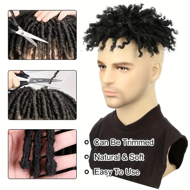 Black3Afro Dreadlock Hairpiece Hip Hop Short Wig African Export Tube Curly Dreadlock Hair Wigs