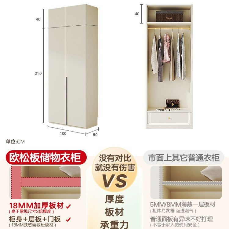 European Pine Board Full-Height Wardrobe3.0/2.8/2.7/2.6/2.5m Mi Light Luxury Bedroom Storage Cabinet