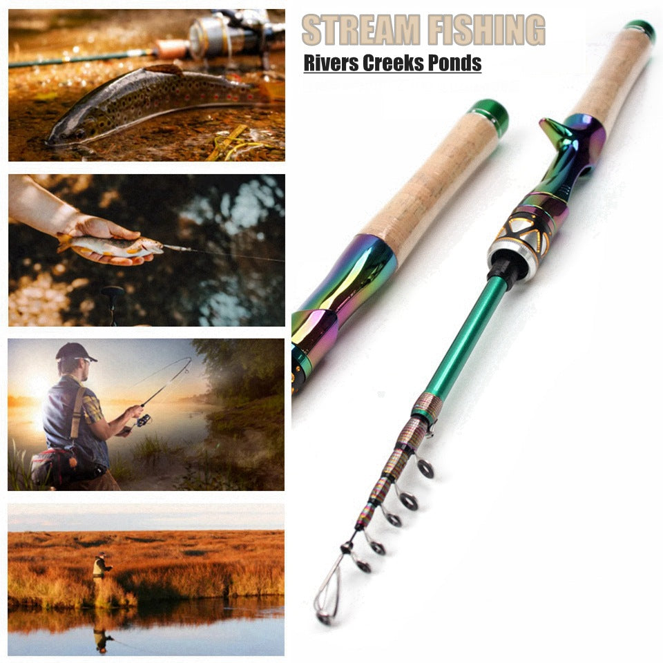 E-commerce Ultra-short Carbon Fiber Shrink UL Portable Lure Rod Electroplated Telescopic Stream Lure Rod