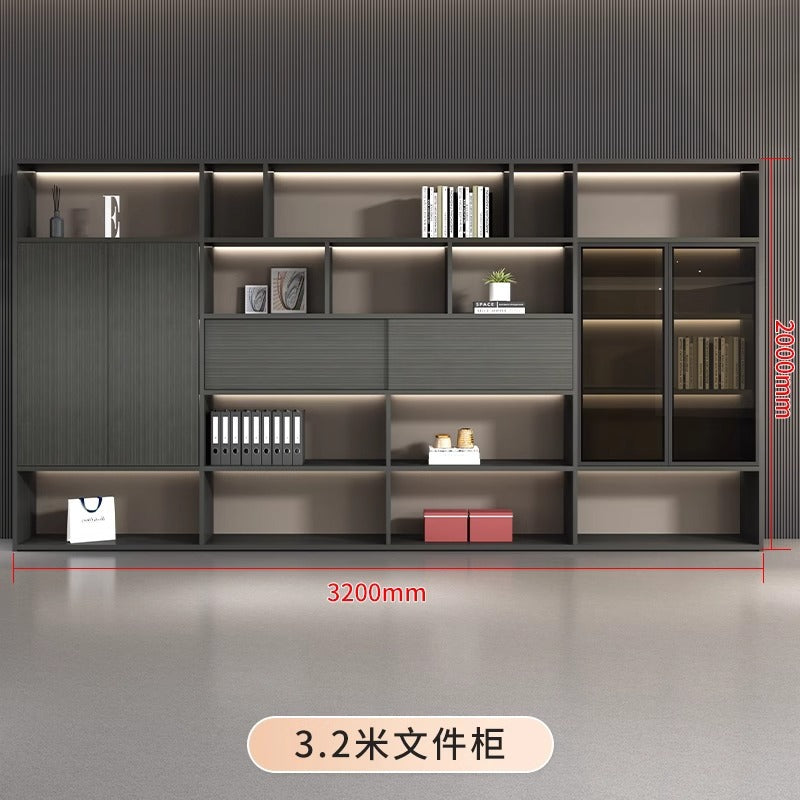 Boss Office Light Luxury Wooden Archive File Cabinet Archive Cabinet Storage Bookcase Manager Room Background Cabinet