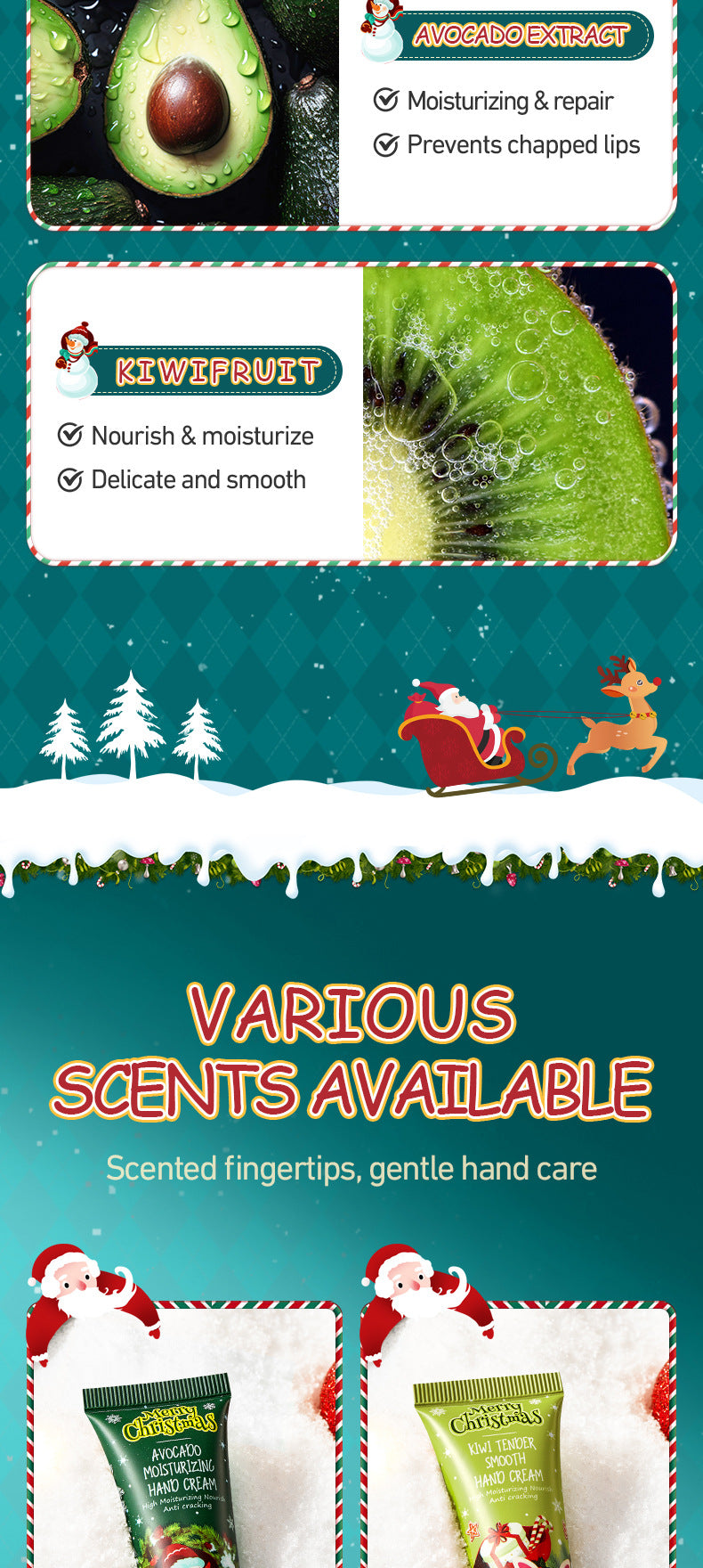 Full English Christmas Hand Cream Lip Balm Combo Set SADOER Anti-chapping Moisturizing  Wholesale