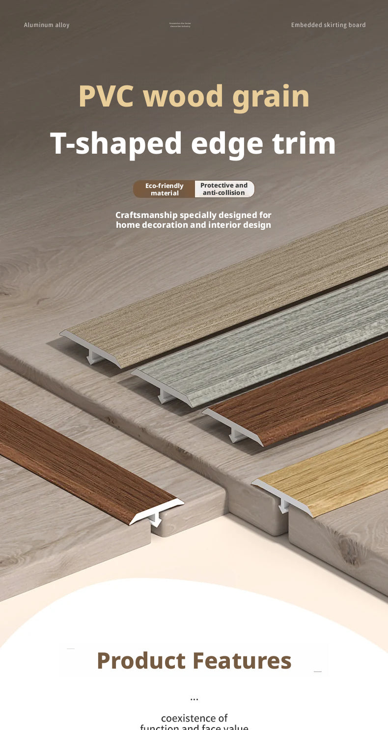 Wood Floor T Flat nail trim strip PVC Edge trim, doorway threshold trim, decorative trim, gap sealing trim