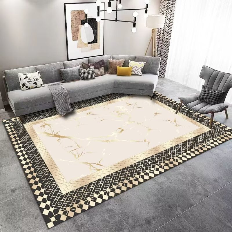 Living Room Carpet Stain-Resistant Easy Care Light Luxury Sofa Coffee Table Rug Home Use All-Season Crystal Velvet Bedside Warm Blanket