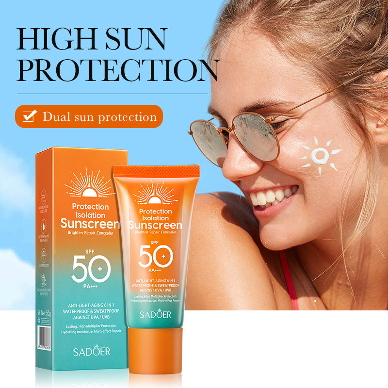 Full English Sunscreen50g SADOER Isolation Sunscreen Repair UV Protection Sunscreen Lotion  Wholesale