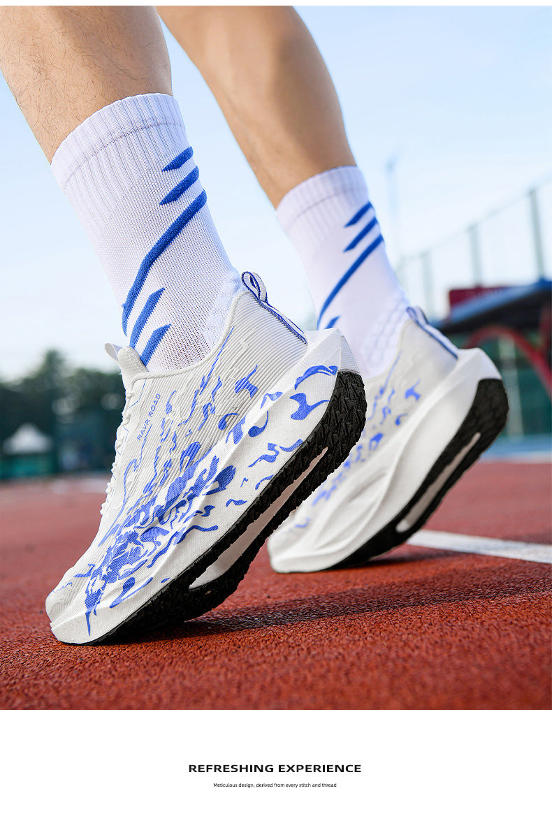 Autumn New Fashion Casual Double Mesh Thickened Sports Shoes with Real Carbon Plate High Elasticity Cushioning Marathon Lightweight Running Shoes