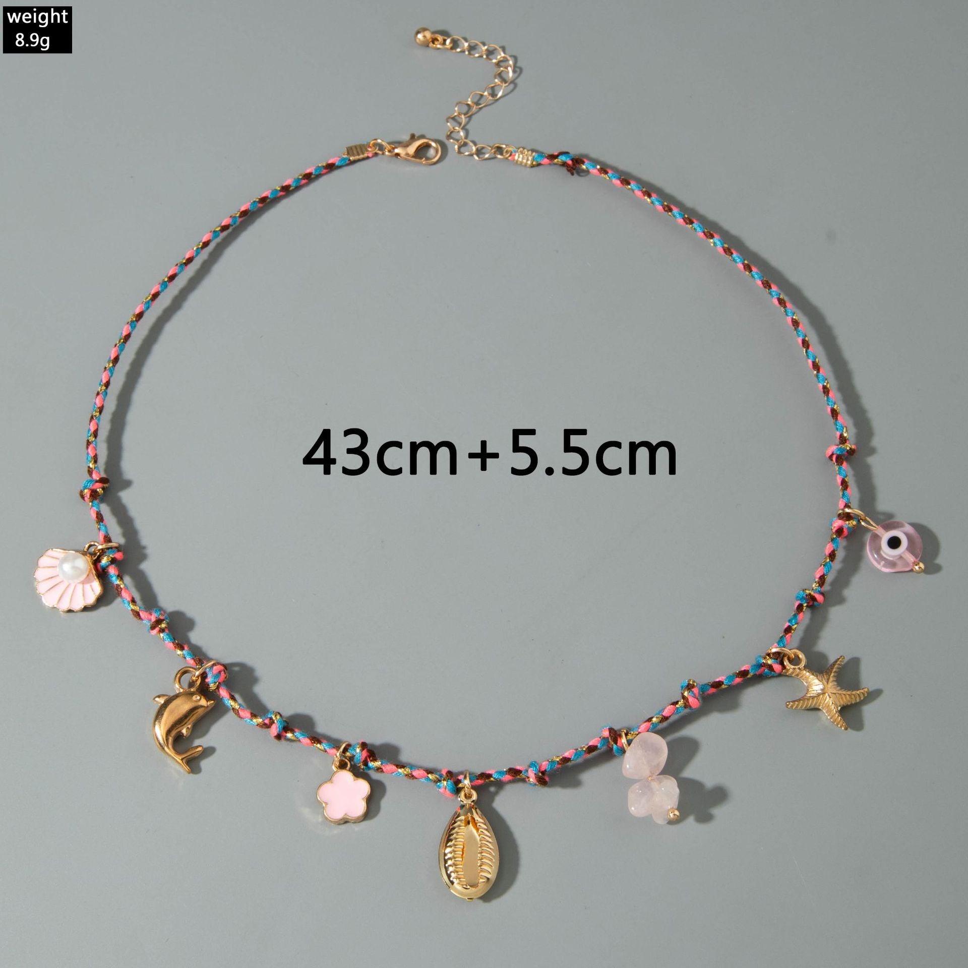 European and American Ornament Fashion Ocean Style Shell Alloy Pendant Braided Necklace Bohemian Shell Jewelry