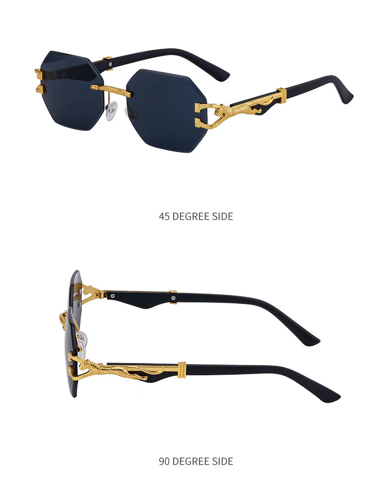 Vintage Imitation Wood Grain Leopard Temple Sunglasses Men's Square Frame Cut Edge Driving Sunglasses Wholesale shades