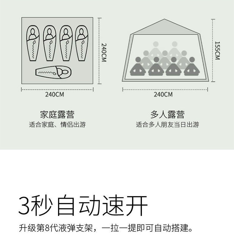 Tent Outdoor Folding Camping Equipment Picnic Integrated Fully Automatic Thickened Rainproof Quick Open Design