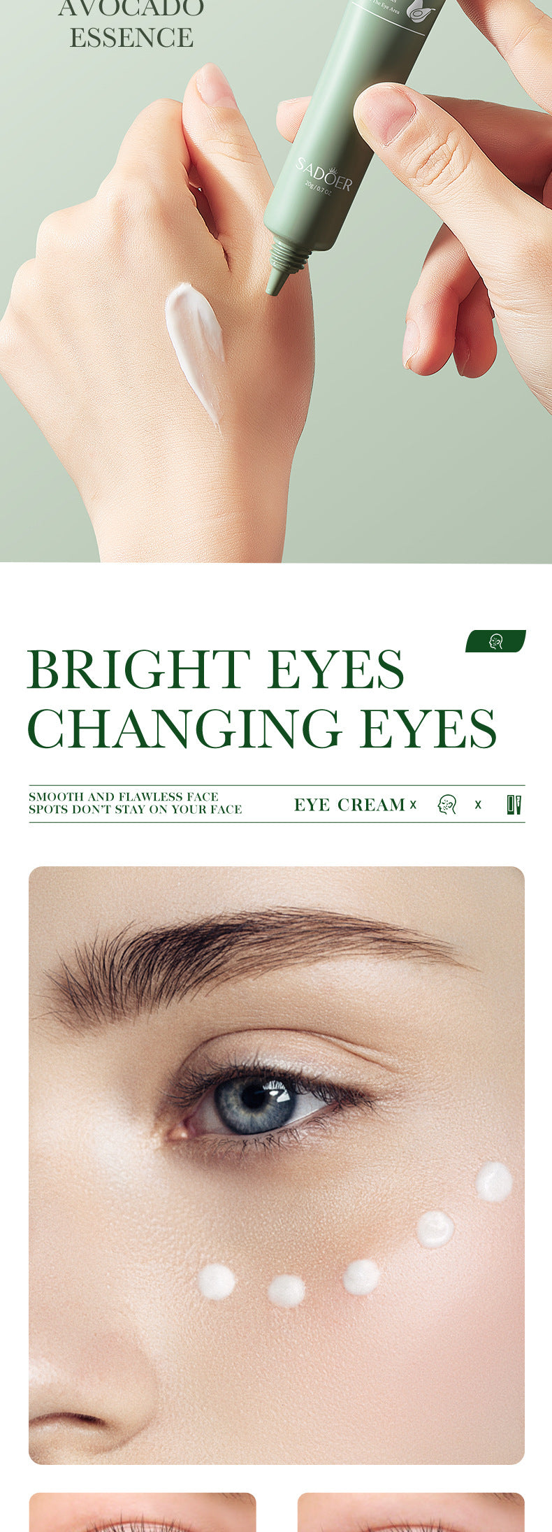 Avocado Eye Cream20g SADOER Moisturize and Improve Dark Circles, Eye Wrinkles, and Eye Bags Cross-Border Wholesale