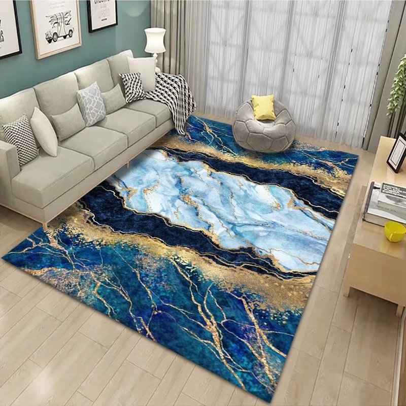 Living Room Carpet Nordic Light Luxury High-End Coffee Table Sofa Cushion Ink Art Style Home Bedroom Bedside Crystal Velvet Carpet