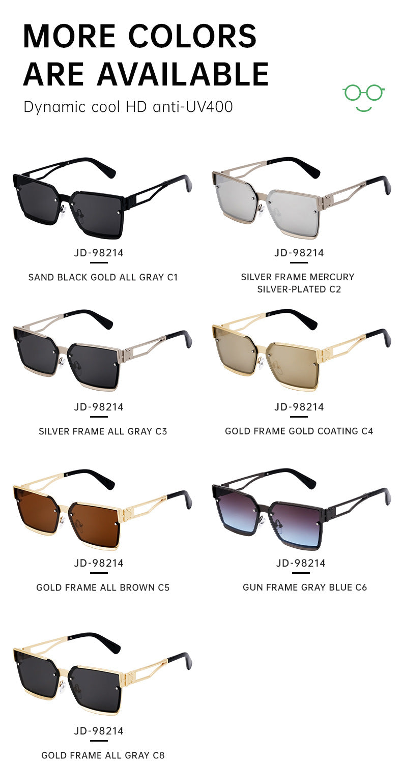 European and American Retro Punk Style Square Frame Sunglasses for Women Outdoor Sunshade Sunglasses for Men High-end Glasses Wholesale