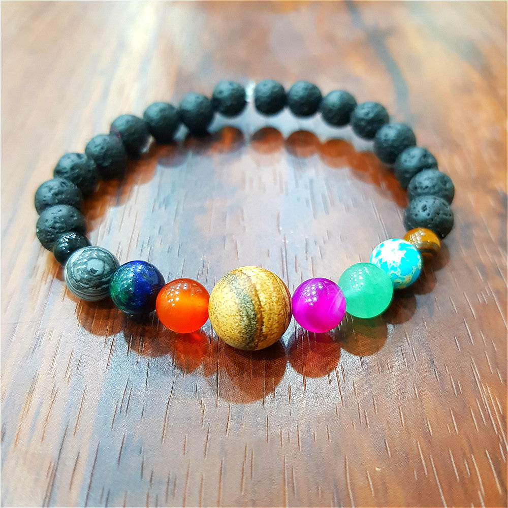 Hot-Selling Universe Galaxy Solar System Eight Planets Bracelet Guardian Star Natural Stone Bead Bracelet Seven Meridians Bracelet