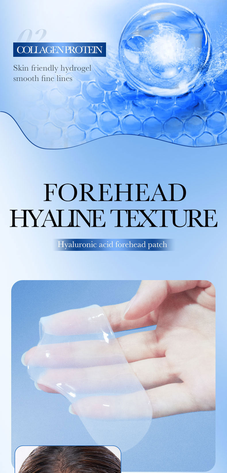 Full English Hyaluronic Acid Forehead Patch SADOER Collagen Firming Improves Forehead Wrinkles  Wholesale