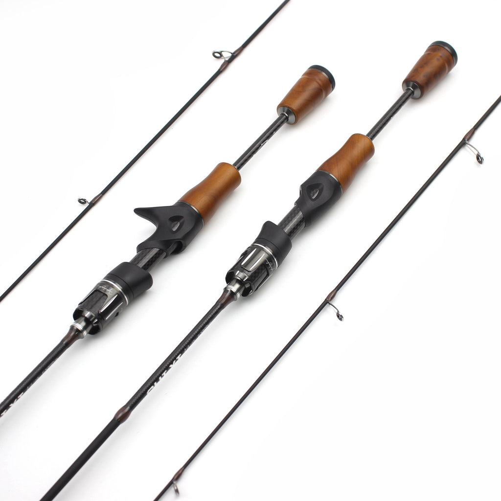 1.39Carbon Fiber UL High-end Lure Fishing Rod with Solid Wood Handle for Bass and Minnow, Straight Handle Gun Handle Rod