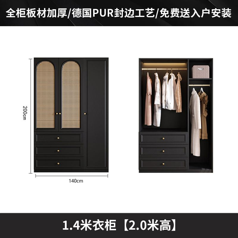 Vintage Style Wardrobe Black Cabinet Wardrobe for Home Bedroom Small Apartment Modern Simple Side Cabinet Top Cabinet Furniture Wardrobe