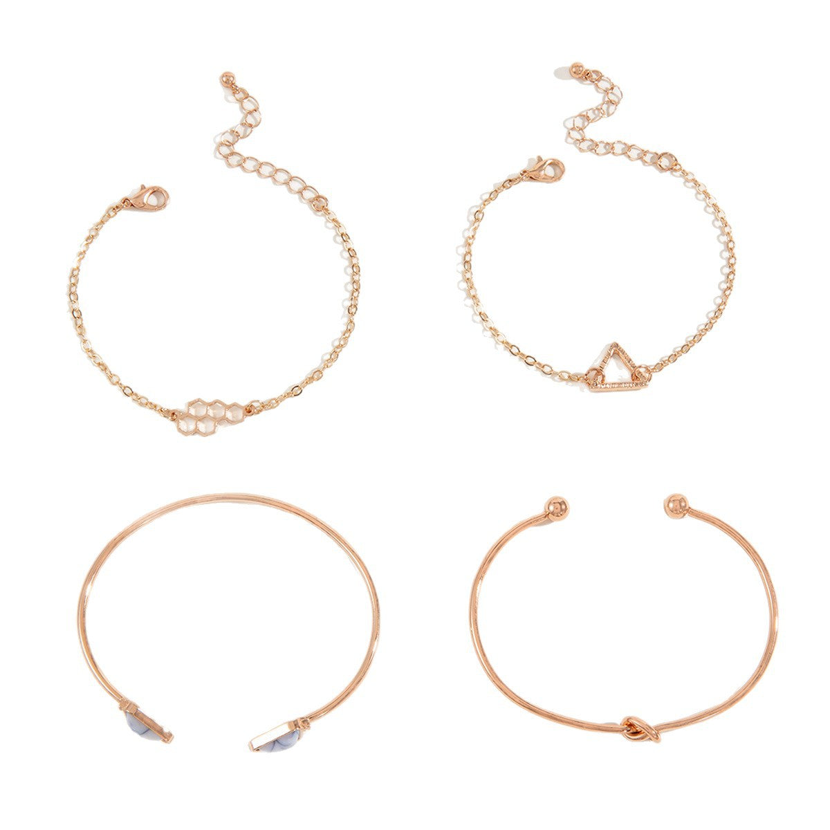 European and American Retro Triangle Open Turquoise Open Bracelet Personalized Marble Texture Multi-layer Bracelet Wholesale