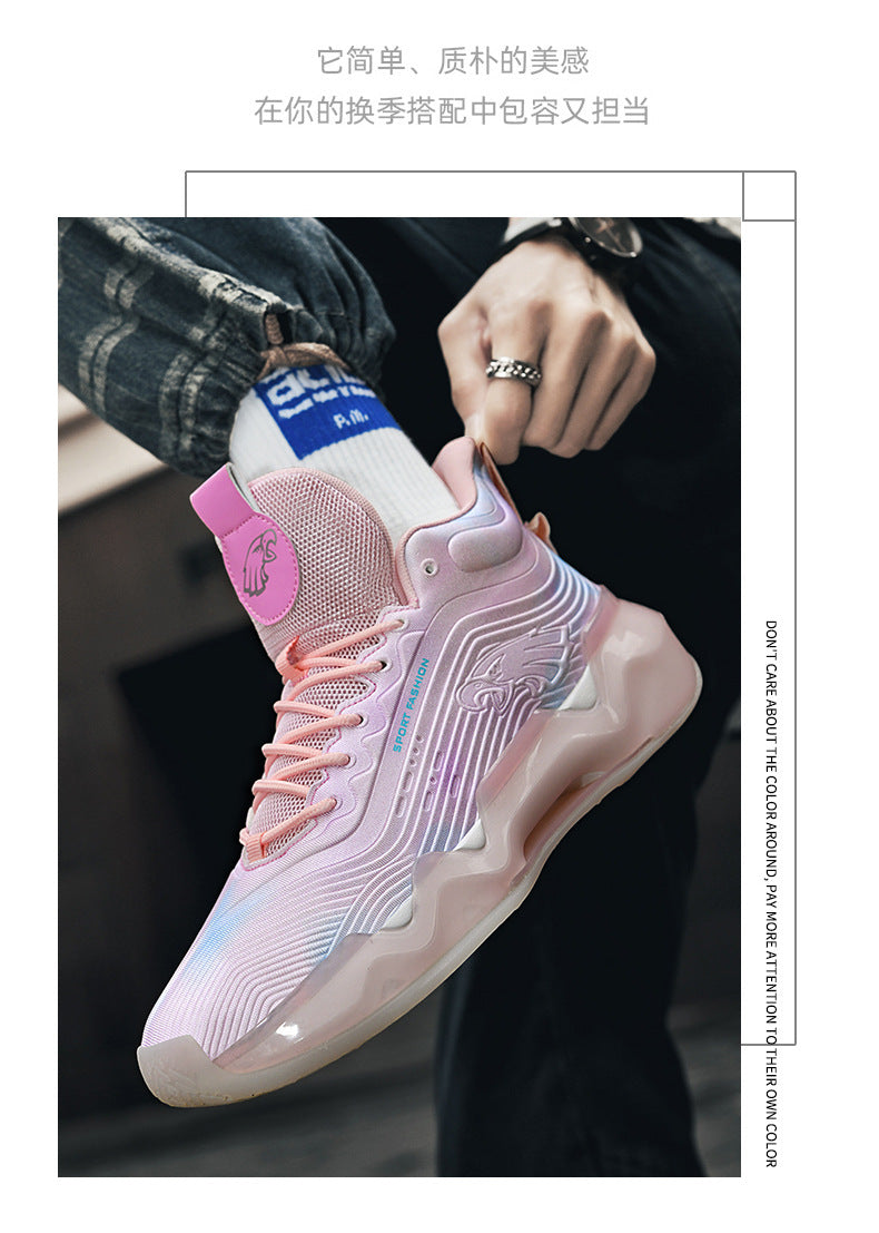 Autumn Winter New Wear-Resistant Anti-Slip Trendy Men's Sports Shoes Friction Sound Youth Professional Combat High-Top Basketball Shoes