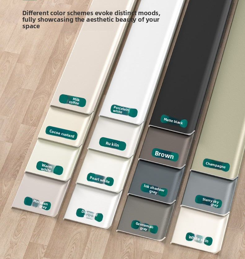 Aluminum alloy self-adhesive skirting board in cream style6cm Diamond-patterned white skirting line8Centimeter skin white metal baseboard