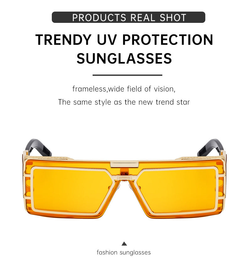 New Full Frame Glasses Men's Future Technology High-end Sense European and American fashion Square Frame Sunglasses Sunglasses shades