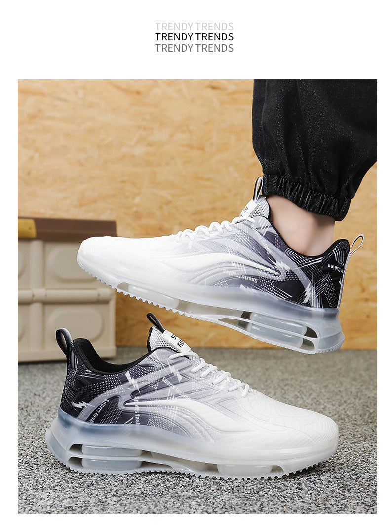 Men's Sports Shoes Spring and Autumn Ice Silk Hot Style Air Cushion Shock Absorption Trendy Men's Shoes Youth Running Shoes Student Casual Running Shoes