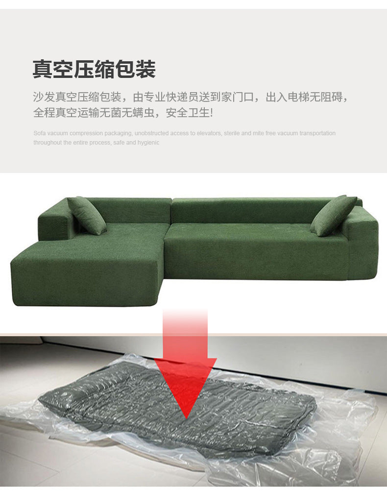 Vacuum Compression Modern Minimalist Tofu Block Sofa Small Apartment Living Room Retro Straight Row Roll Pack Square Fabric Sofa