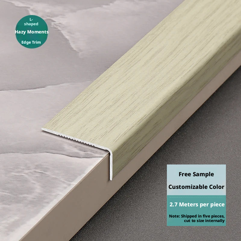 Aluminum alloy wood grain L Wooden flooring trim edge strip corner protector7Right-angle edge trim with buckle strips for threshold decoration