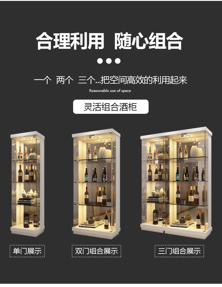Custom Apartment Glass Wine Cabinet Light Luxury Transparent Collection Figurine Display Cabinet Factory Direct Sales Undertakes Hotel Projects