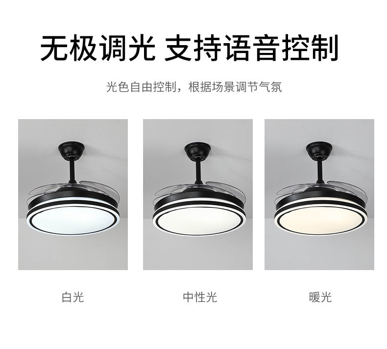 Invisible Fan Light for Home Bedroom Living Room Silent Variable Frequency Electric Fan Light Modern Simple Dining Room Ceiling Fan Light Wholesale