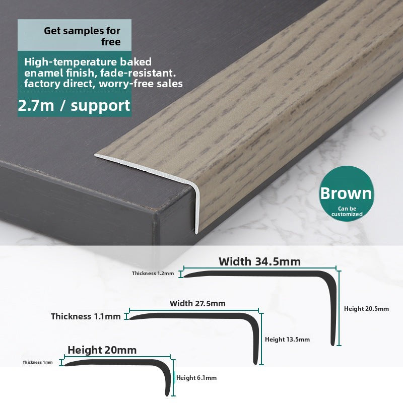 Aluminum alloy wood floor edge trim strip floor finishing strip L Wood grain trim strip7Door threshold trim edge sealing strip