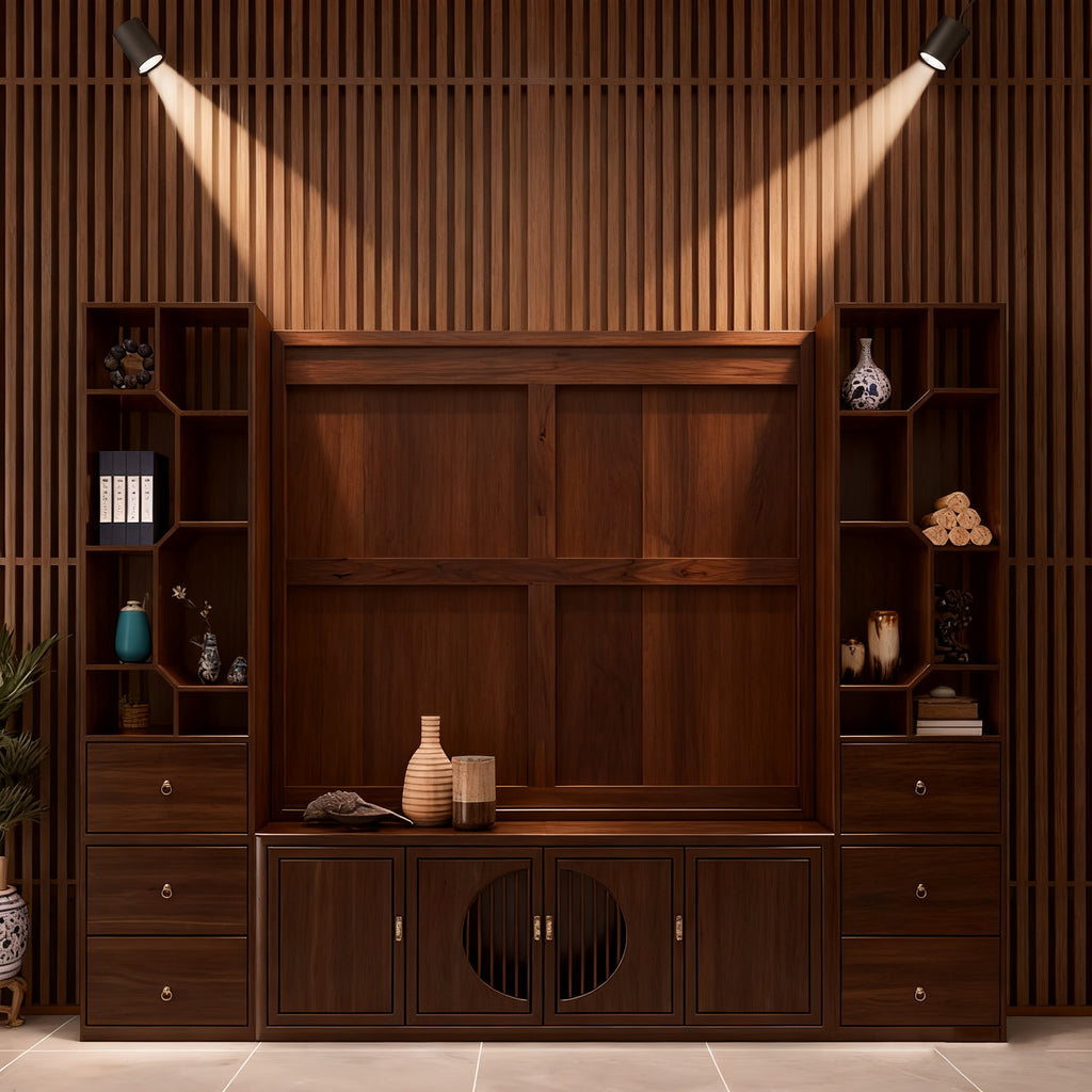 Honeycomb Aluminum Alloy New Chinese Style Screen Partition Living Room Decorative Cabinet TV Cabinet Wine Cabinet Integrated Cabinet Entryway Cabinet