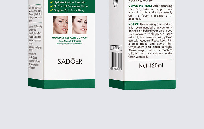 Full English Tea Tree Skincare Set SADOER Cleansing, moisturizing, hydrating five-piece set for  foreign trade wholesale