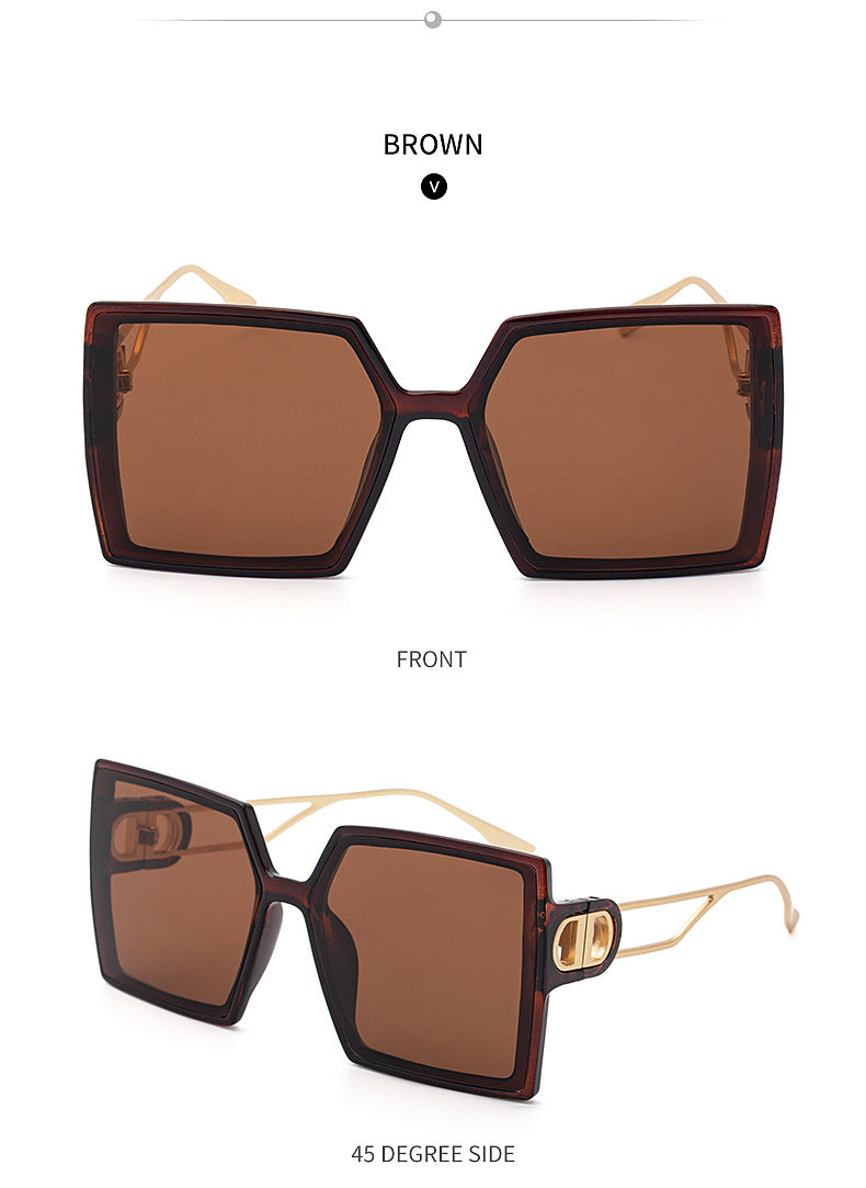 Fashion Large Frame Sunglasses for Women ins Internet Celebrity Style Square Frame Sunglasses for Women Trendy Street Photography Glasses sunglasses