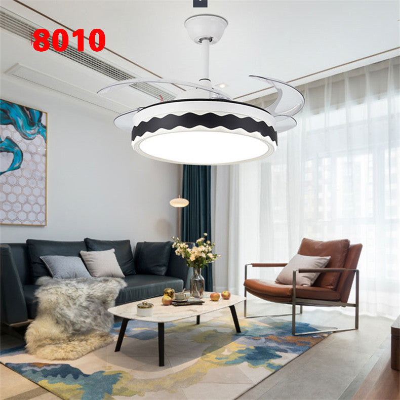 Invisible Fan Light Remote Control led Fan Chandelier Home Electric Fan Lamp scandinavian Iron Restaurant Lamp Crystal Ceiling Fan Lamp