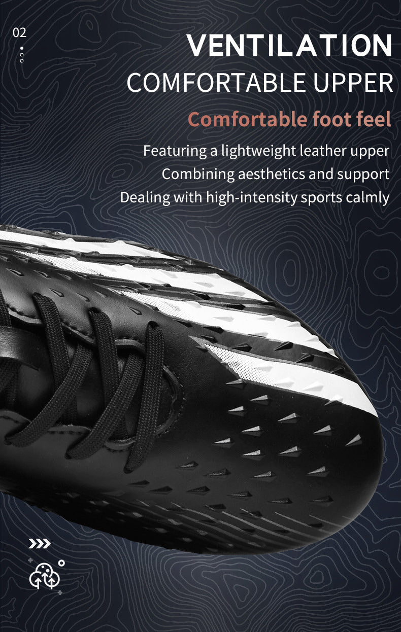 Gold-Plated Sole Men's Football Shoes with Studded Spikes AG Long Spike Shoes for Older Children, Middle and High School Students, Adults, Competition Training Sports Shoes