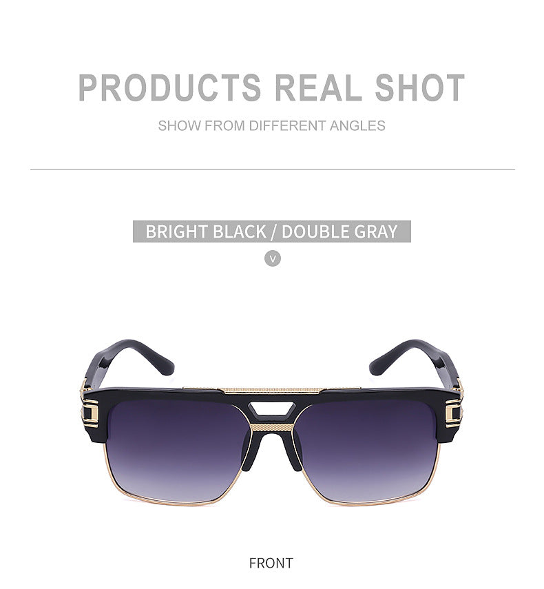 Glasses for Men Driving Special European and American Large Frame Sunglasses Men's High-end Sense Retro Trend Sunscreen Sunshade Full Frame Sunglasses