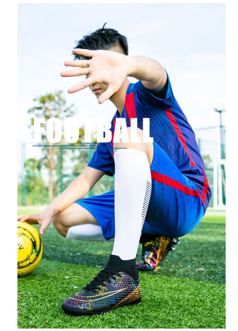 New high-top soccer shoes for men and women AG Spike TF Broken Nail Youth Student Grassland Competition Training Shoes