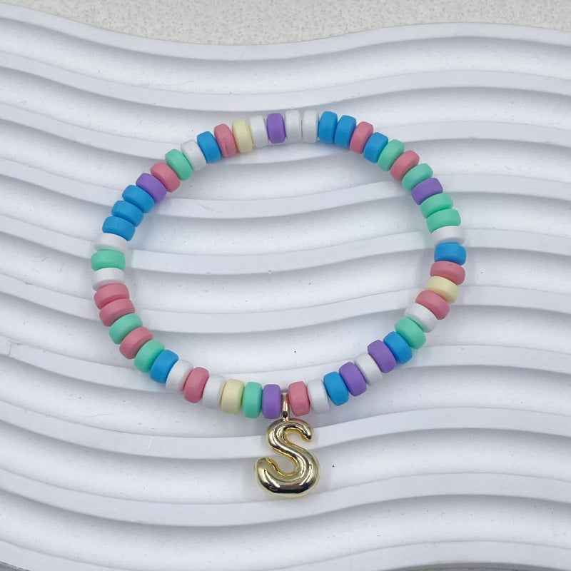 Bubble Balloon Letter Bracelet Best Friend Friendship Gift Sweet Bracelet Colorful Soft Clay Abacus Bead Bracelet