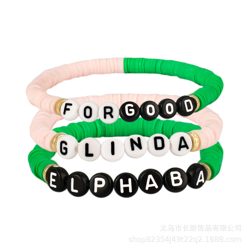 New Product WITCH Witch Bracelet Women's Friendship Gift Rice Beads GLINDA Alphabet Soft Clay Bracelet Set