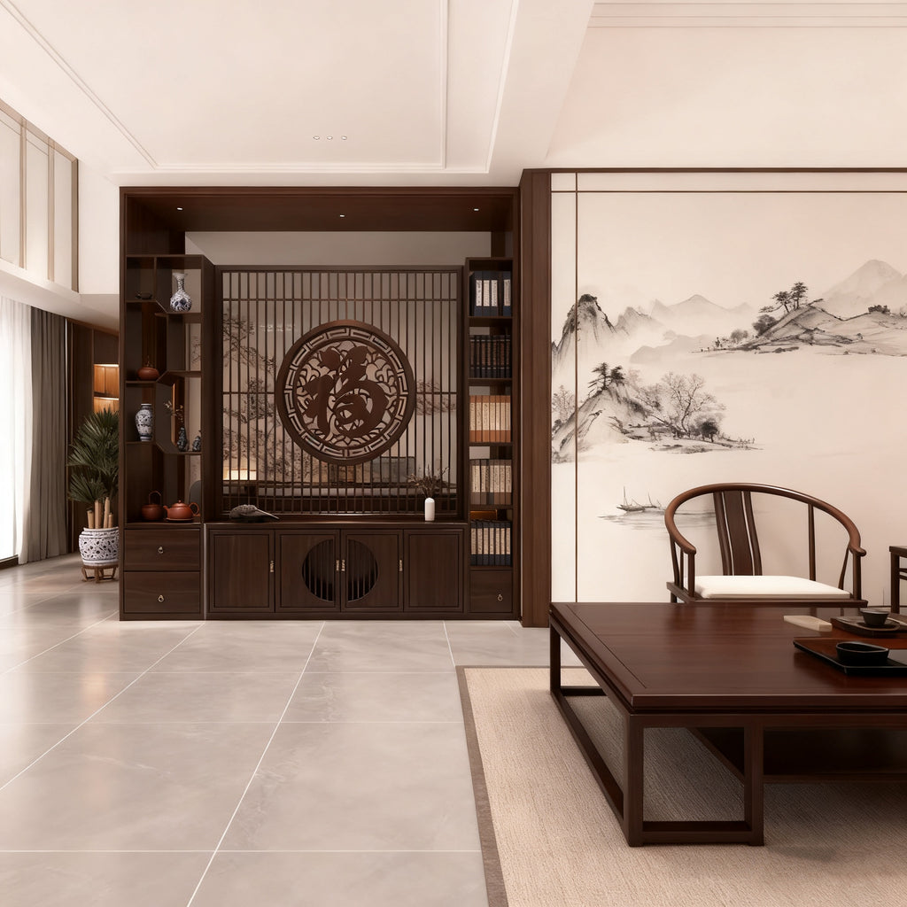 Honeycomb Aluminum Alloy New Chinese Style Screen Partition Living Room Decorative Cabinet TV Cabinet Wine Cabinet Integrated Cabinet Entryway Cabinet